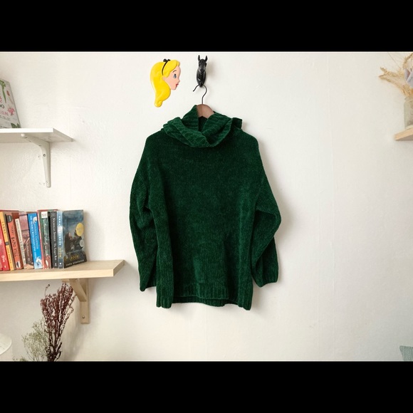 SOLD Chenille Green Velvet Sweater - Picture 1 of 2